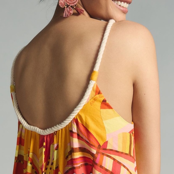 New FARM Rio Anthropologie Scoop Neck Palm Print Maxi - Picture 2 of 3